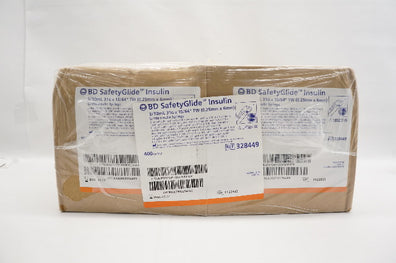 BD 328449 SafetyGlide U-100 Insulin Syringe 3/10ml 31G x 15/64in TW - Box of 400